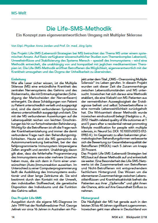 Titelansicht des Artikels zur Life-SMS-Methodik im Blickpunkt des MSK